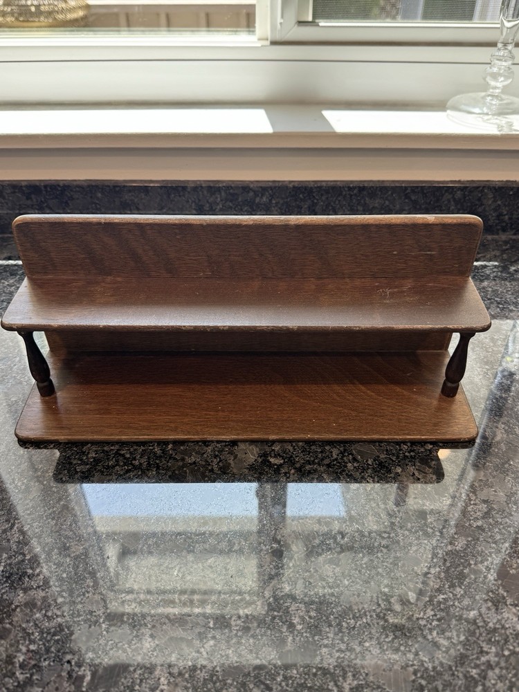 Vintage Avon collector’s shelf. Wood, 2-Tier tabletop or wall Shelf Display Rack