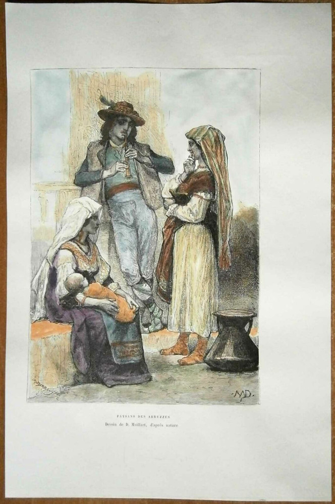 1875 Reclus print PEASANTS FROM ABRUZZO, ITALY, #34-image