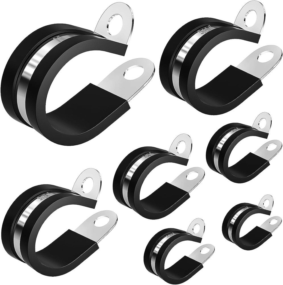 80-Piece Stainless Steel Cable Clamp Kit with 7 Sizes - 304 Metal Clamps for Secure Wiring
