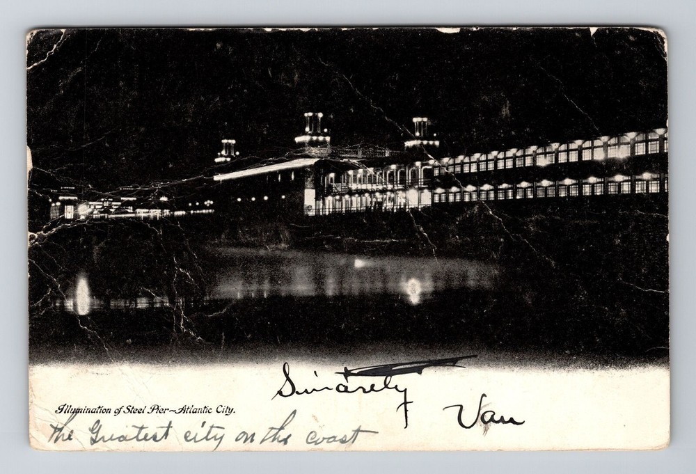 Atlantic City NJ-New Jersey, Illumination Of Steel Pier c1905 Vintage Postcard