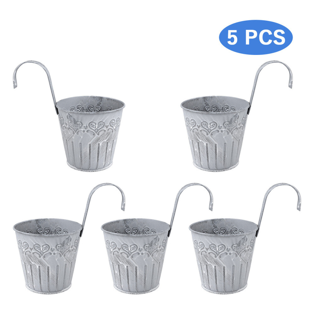 Metal Vase Hanging Pot Railing Planters Outdoor Hanging Planter Pot