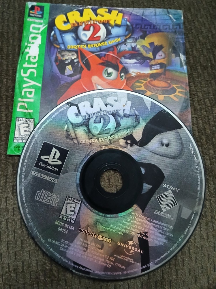 Crash Bandicoot 2: Cortex Strikes Back  (PS1) DISC AND MANUAL ONLY