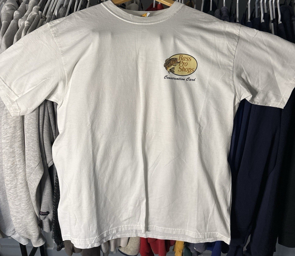 Vintage Bass Pro Shops Wildlife Graphic T Shirt White Size XL Limited Edition