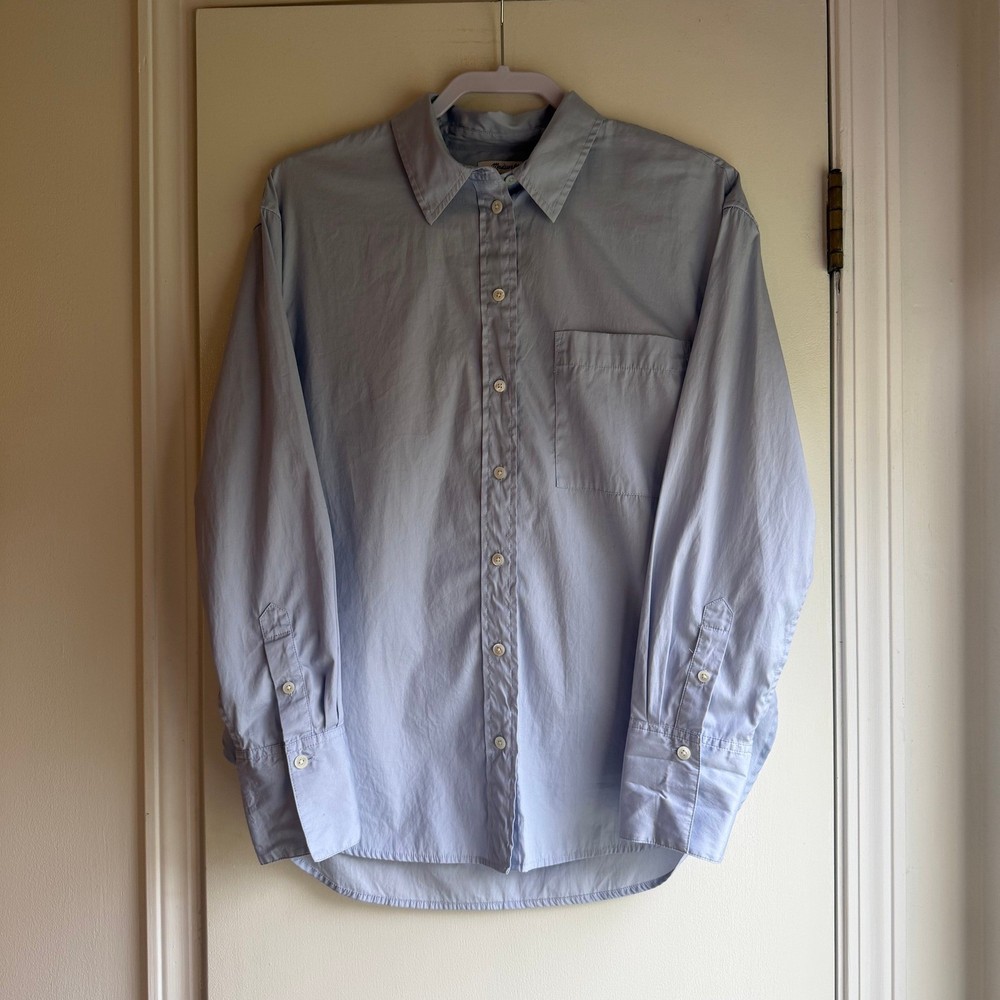 Madewell Womens Blue Cotton Poplin Relaxed Button Down Shirt Size M Long Sleeve