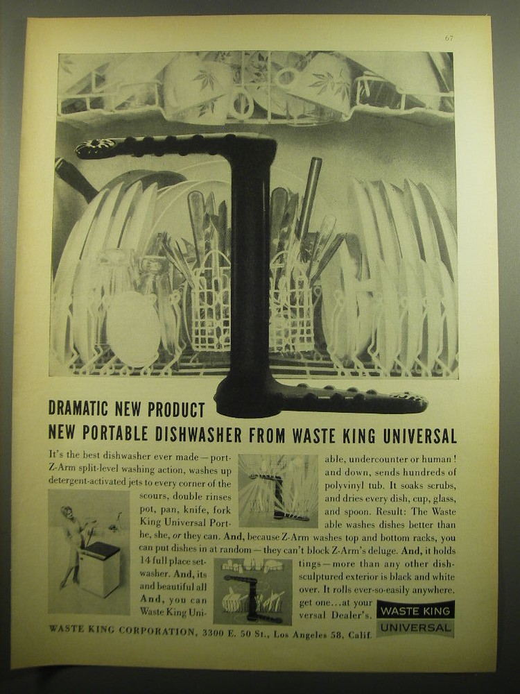 1960 Waste King Universal Portable Dishwasher Advertisement