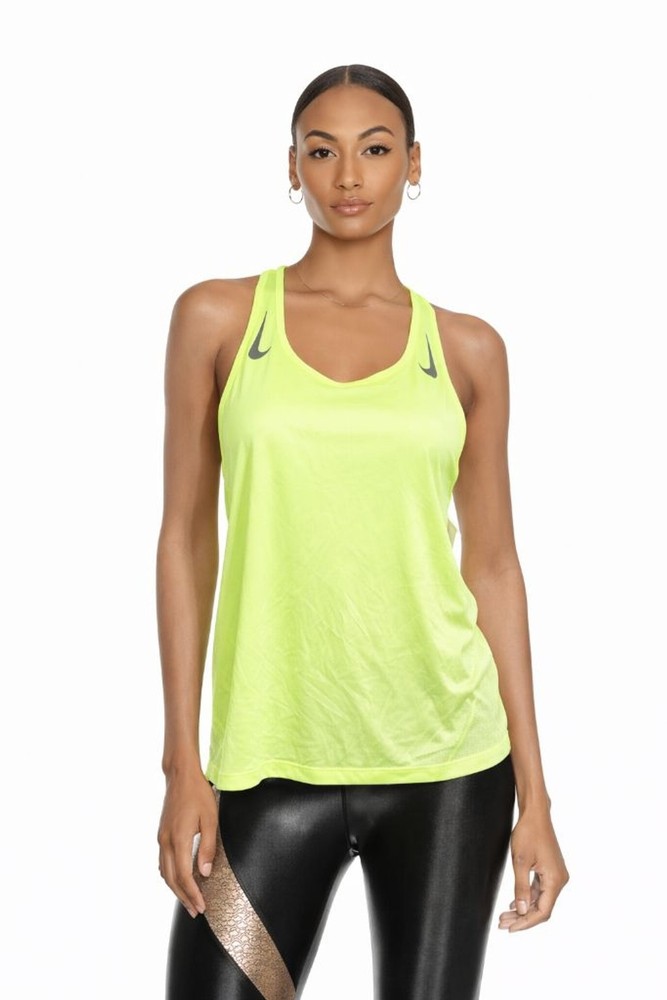 Nike Dri-Fit Running Tank Top Womens Small Neon Yellow Racerback