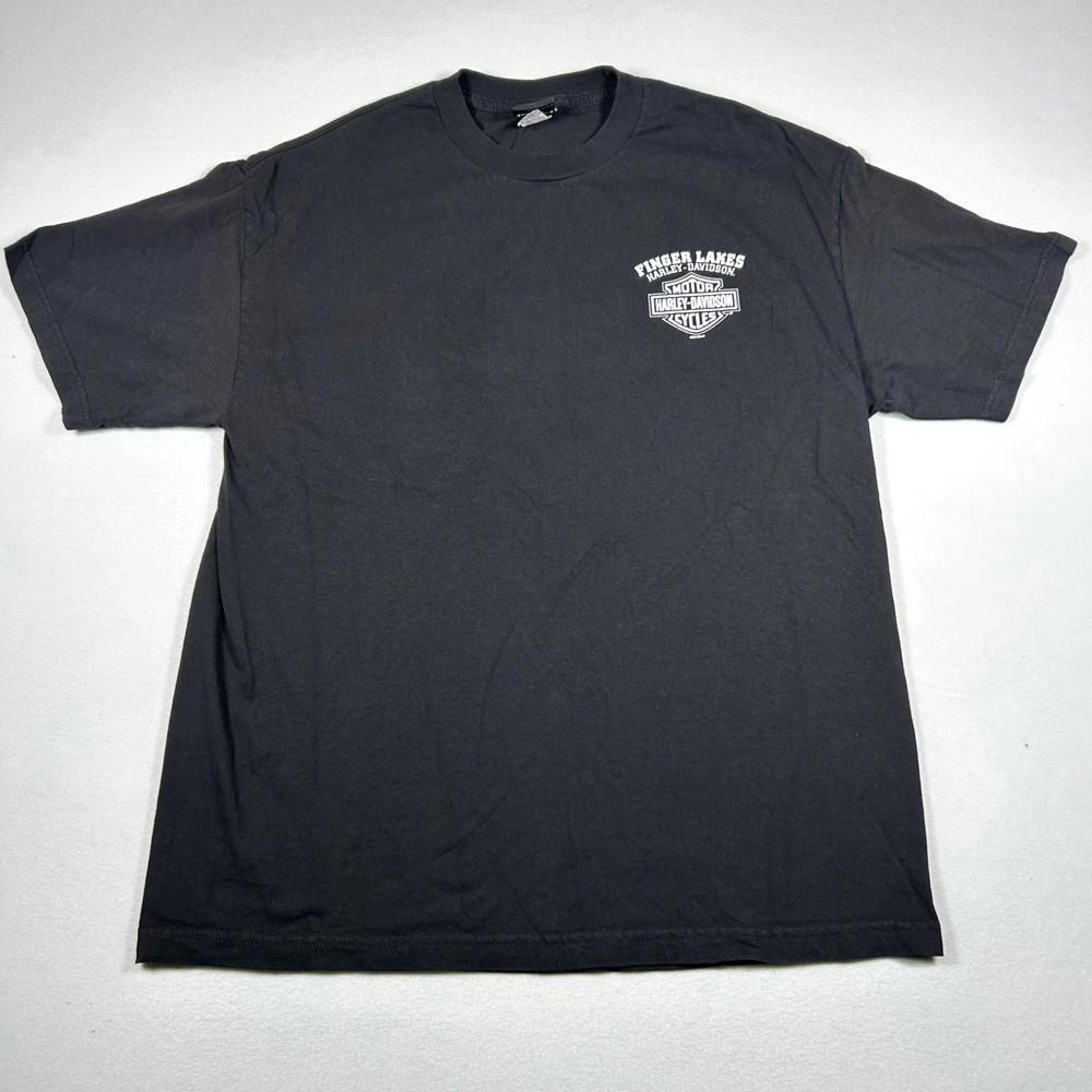 Harley-Davidson Finger Lakes Cayuta NY Eagle Graphic T-Shirt Men’s XL Black