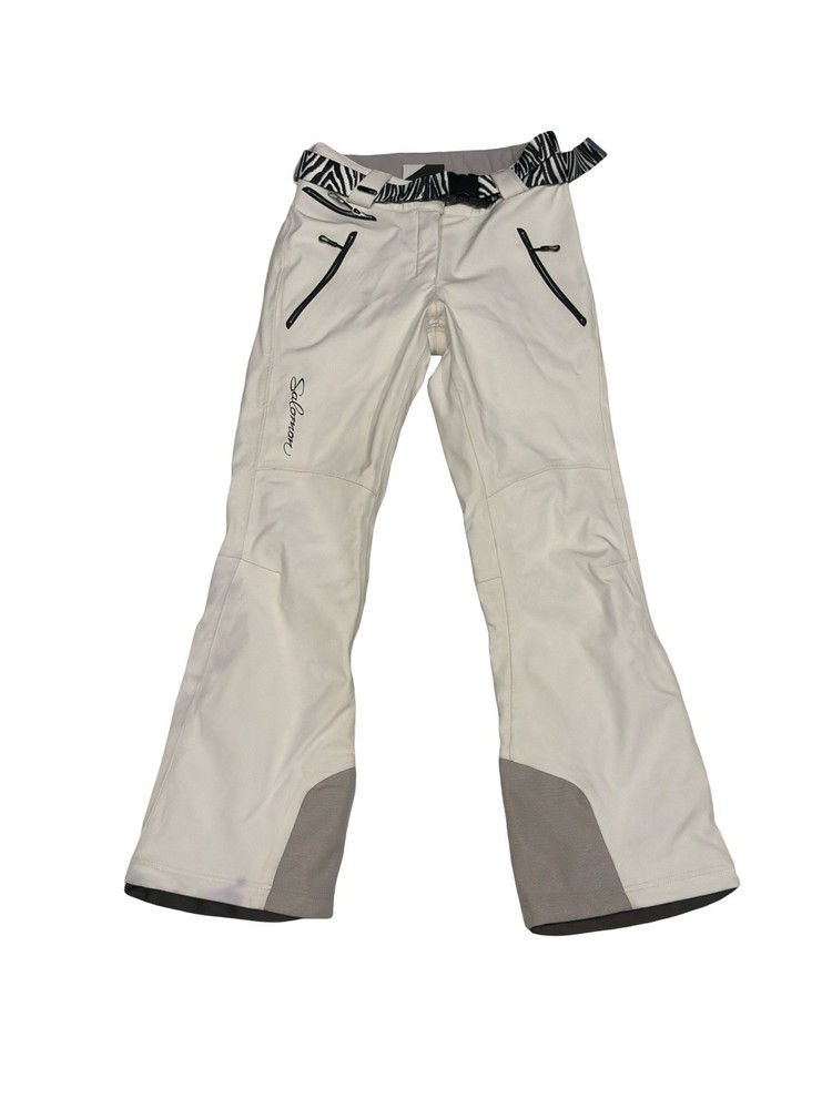 Vintage Salomon White & Gray Soft Shell  Women’s Ski Snowboarding Snow Pants XS