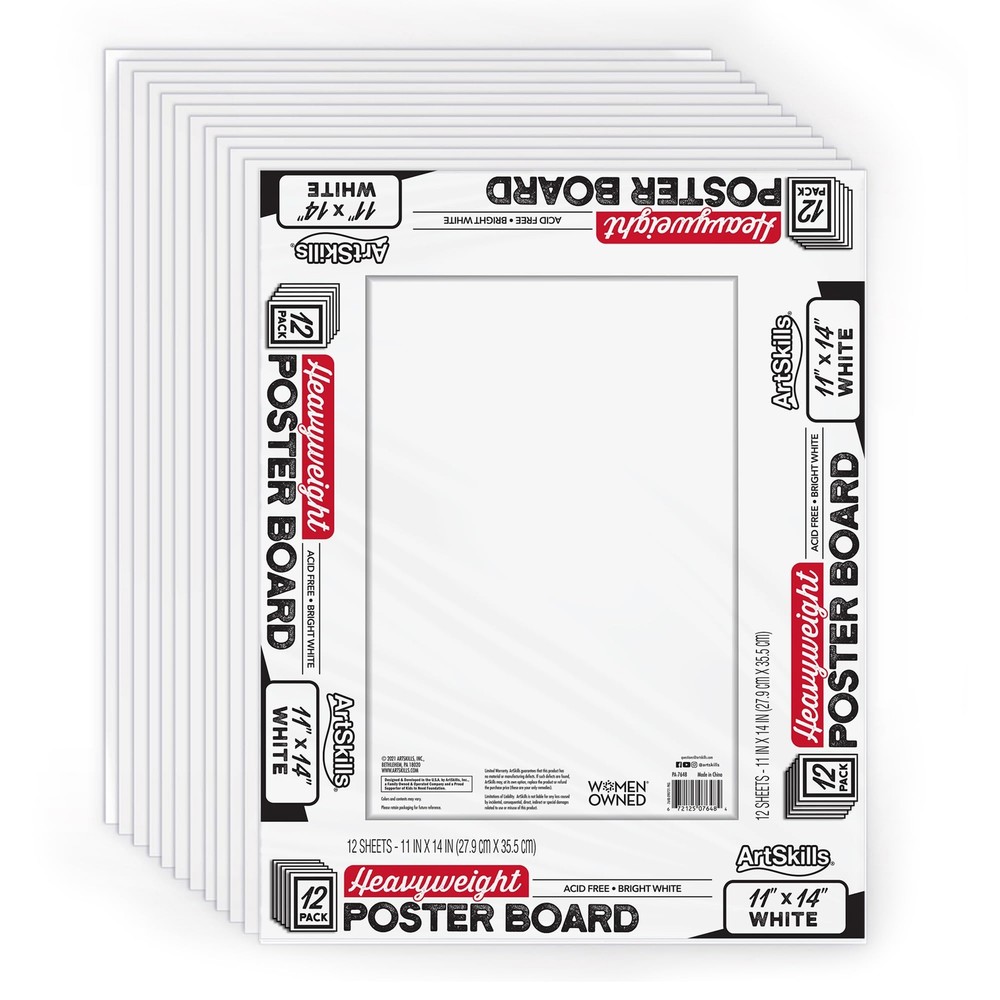 ArtSkills 11” x 14” Poster Board, Heavyweight White Poster Boards for Vision ...