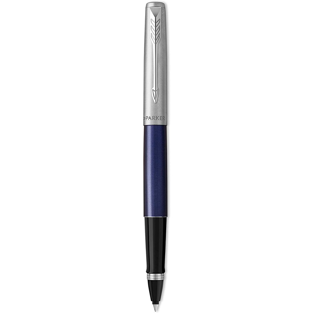 Parker Jotter Pen, Royal Blue Rollerball Pen, Chrome Trim, Fine, Black Ink