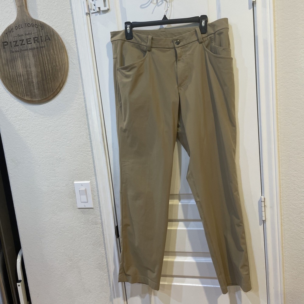 Lululemon ABC Pants Mens 36x30 Khaki 5 Pocket Stretch Warpstreme Performance