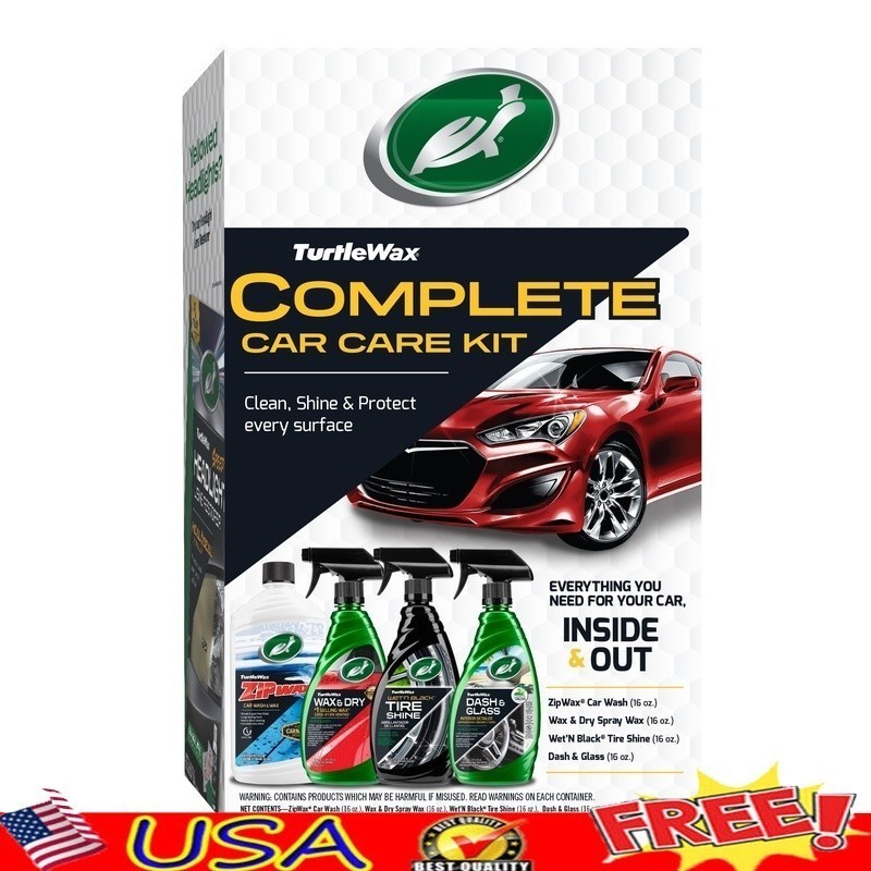 Complete Car Care Kit 4 Piece Set Car Wash Wax Tire Shine Interior Detailer New