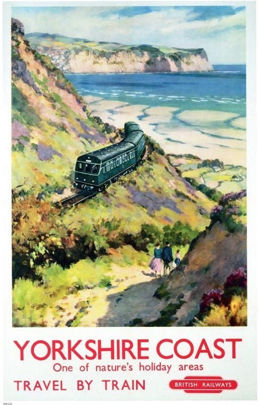 British Rail Yorkshire Coast By Train Vintage Railway Travel Poster Print