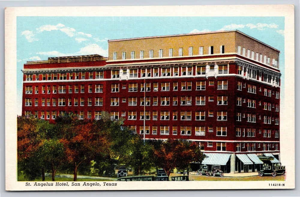 San Angelo Texas~St Angelus Hotel~Linen Postcard