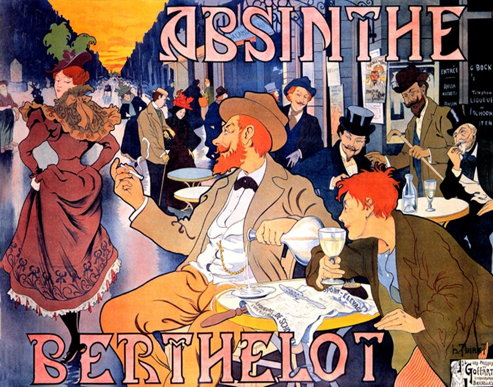 POSTER ABSINTHE BERTHELOT BELLE EPOQUE FRENCH DRINK PARIS VINTAGE REPRO FREE S/H-image