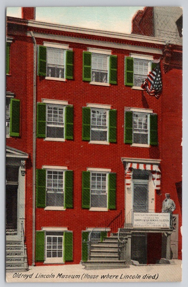 Oldroyd Lincoln Museum Washington DC House Lincoln Died Postcard c1910s
