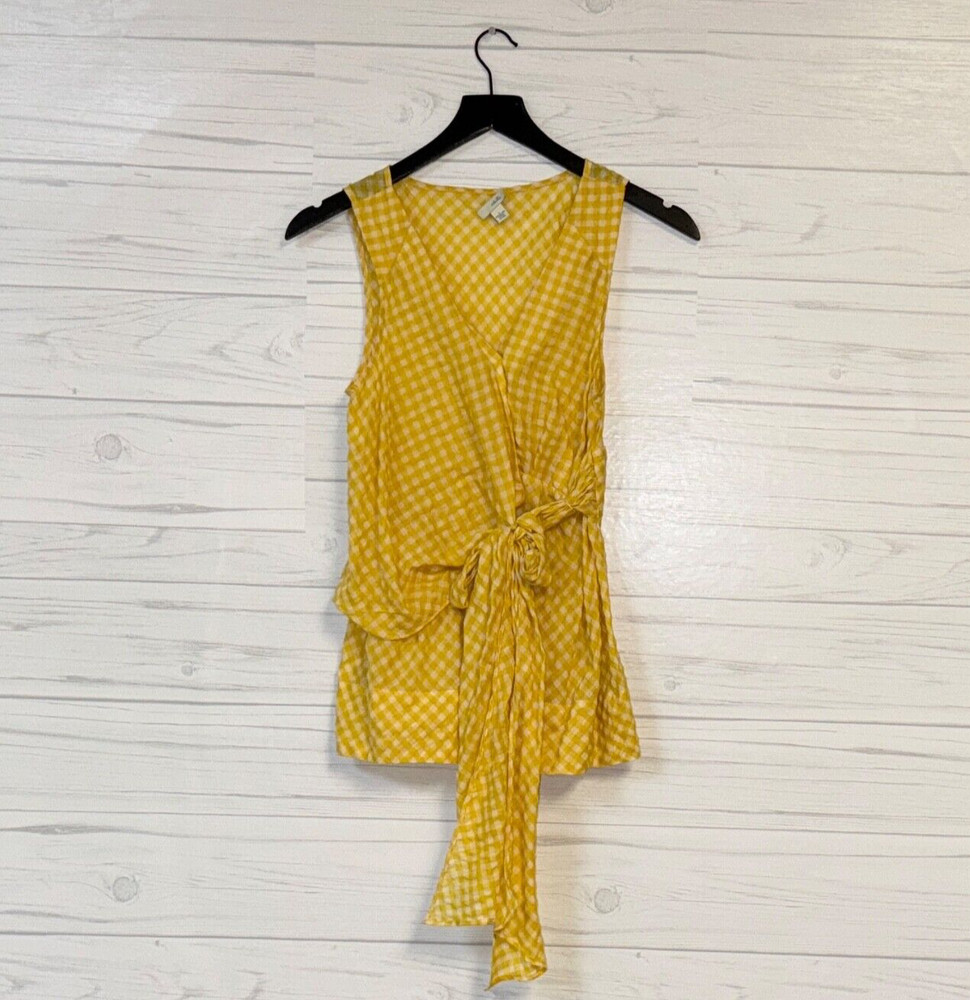 Odille Anthropologie top womens size 2 sleeveless blouse yellow patterned