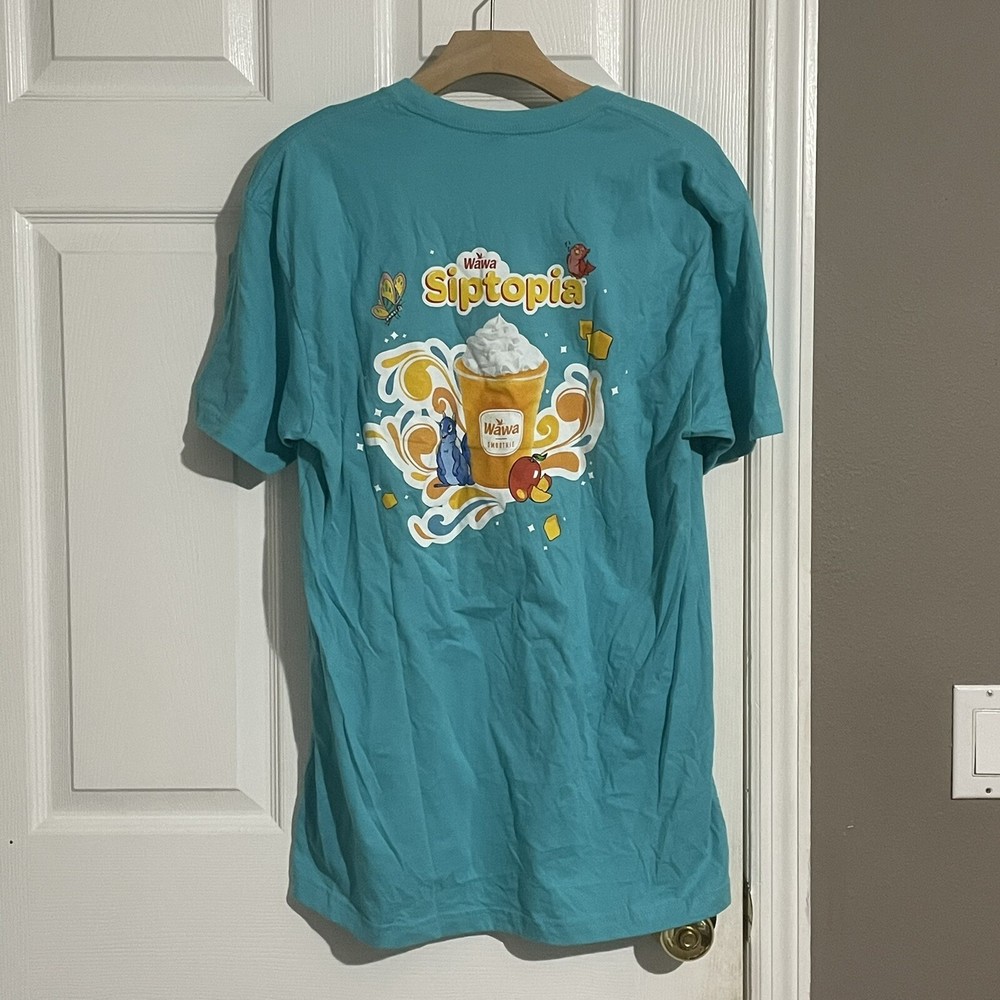 Wawa Siptopia Shirt Men's L Large Vibrant Blue Short Sleeve Employee Workwear