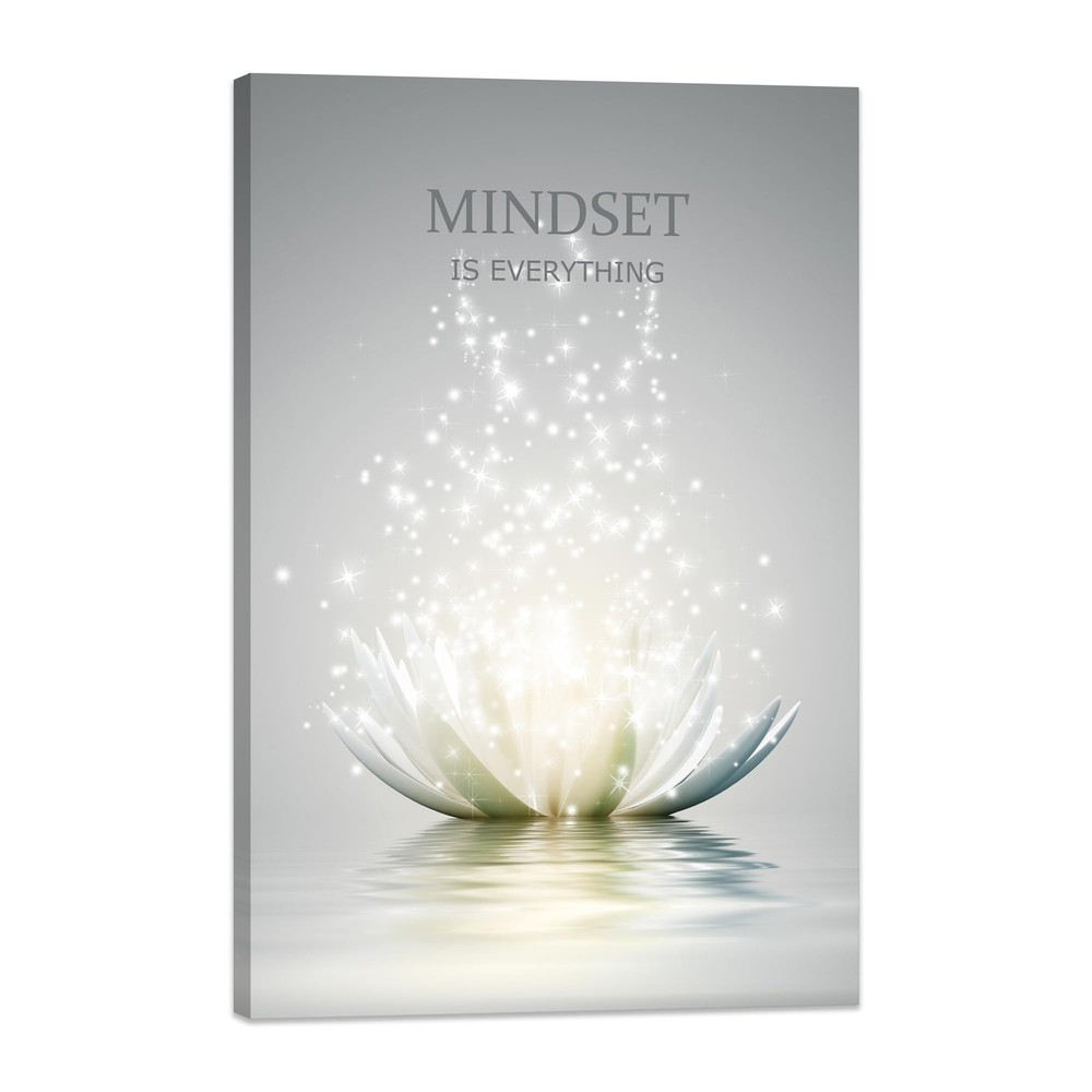 Lotus Flower Wall Art Canvas Mindset Motivational Quotes Poster for Zen Offic...