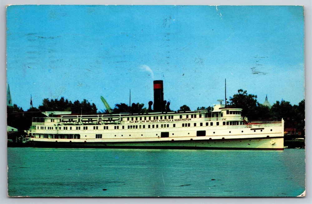 Steamer District Of Columbia Baltimore Steam Packet Norfolk VA C1939 Postcard H4