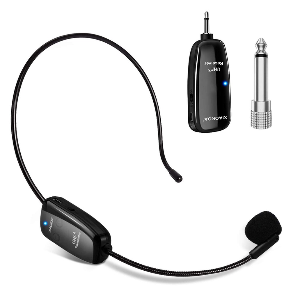 UHF12 Wireless Microphone Headset, 160ft Range, Dual Micro USB Charging, Suit...