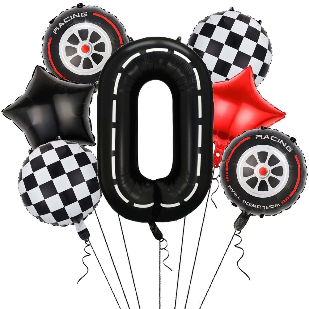 Race Car Balloons,40 Inch Racetrack Number 0 Balloon,Big Number Balloons Blac...
