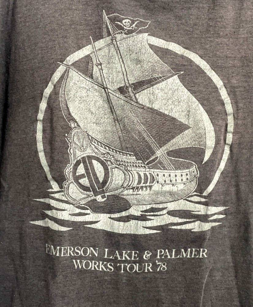 RARE Vintage 70s ELP EMERSON LAKE PALMER PIRATE SHIP 1978 TOUR S Small T-Shirt
