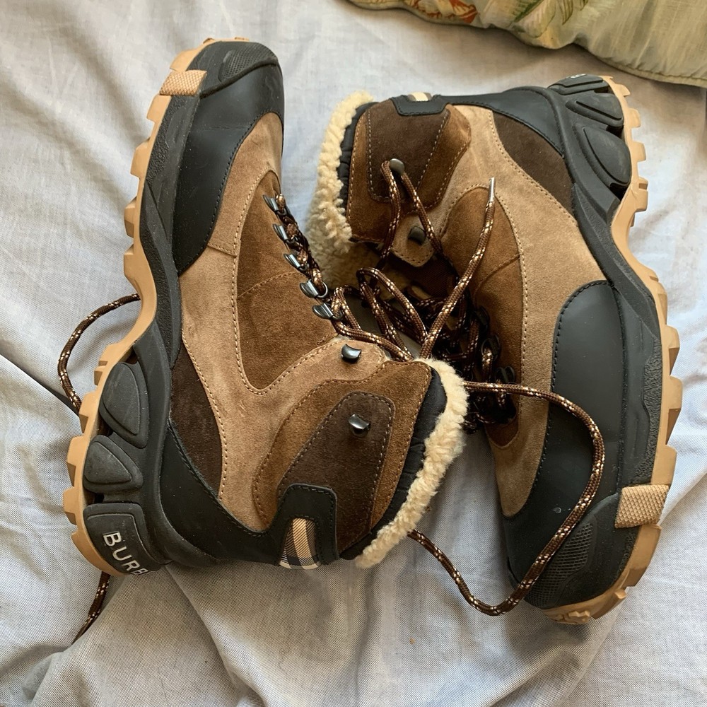 Burberry Men's Suede Shearling Lined Hiking Boots 43.5 Hiking Walking Outdoors