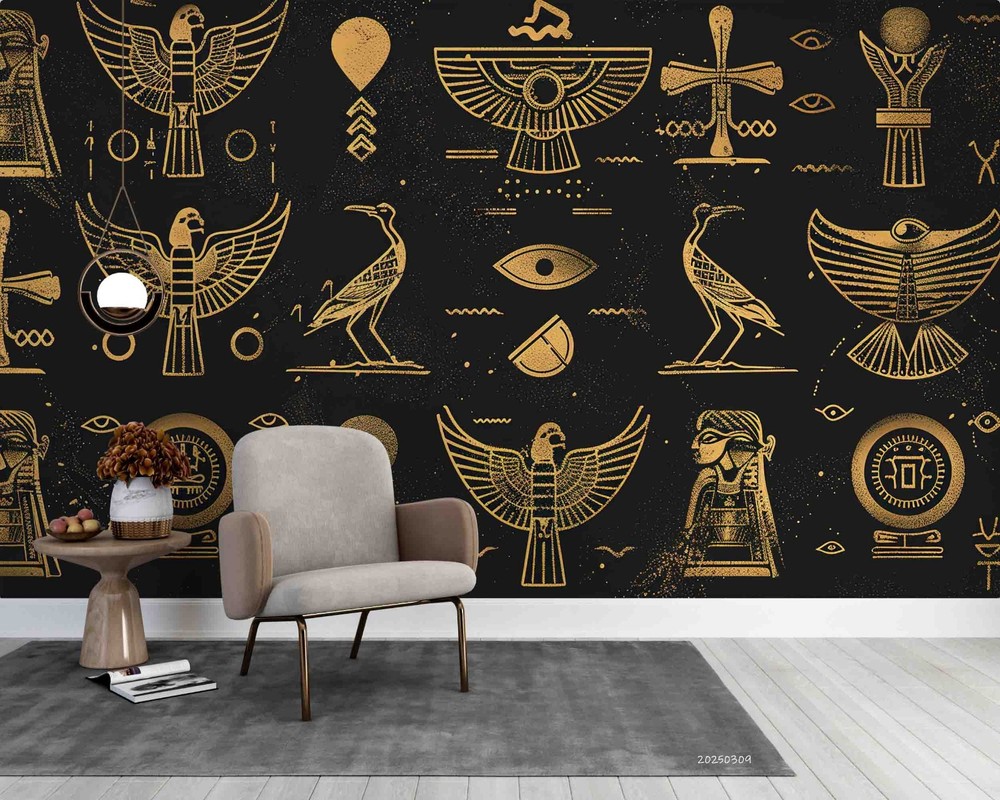 3D Egypt Theme Gold Illustration Wall Murals Wallpaper Murals Wall Sticker 2