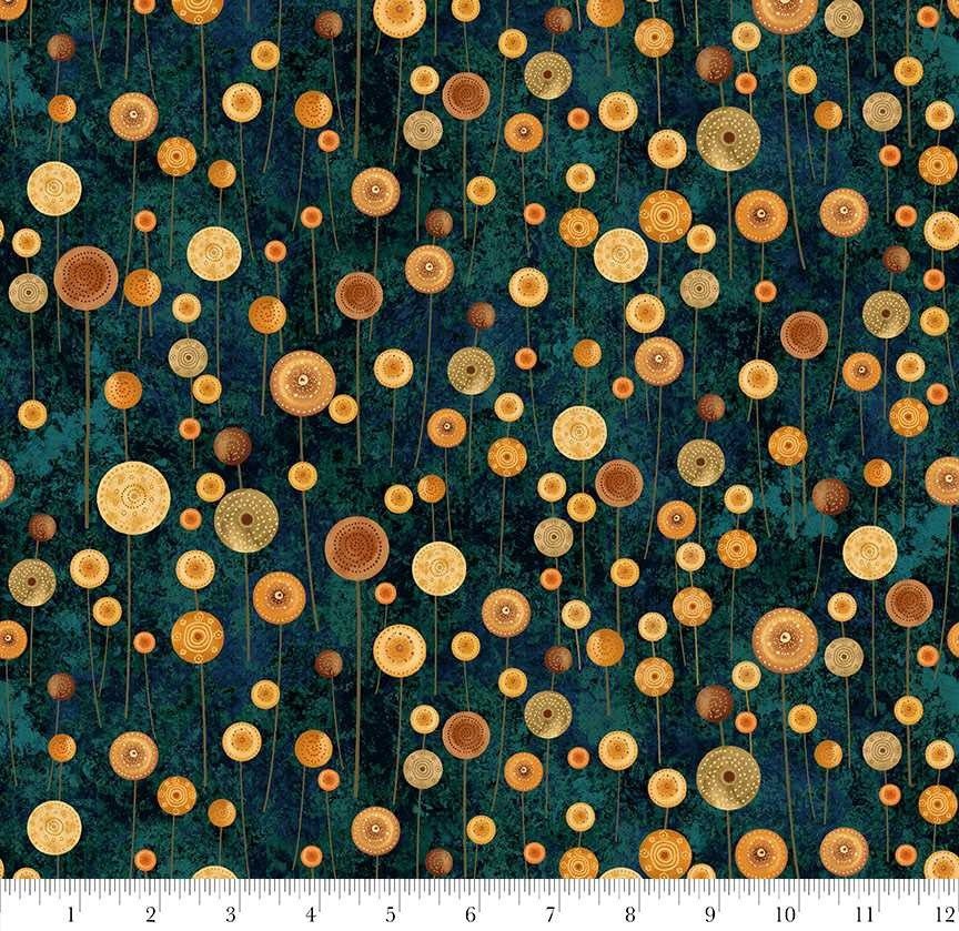 Crow-Mazing Fabric | Small Circle Brown Blue Basic | Henry Glass YARD