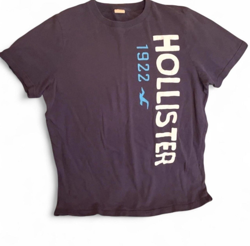 Hollister Men’s Large Black Graphic Tee 2000s Y2K Vintage Surf Streetwear