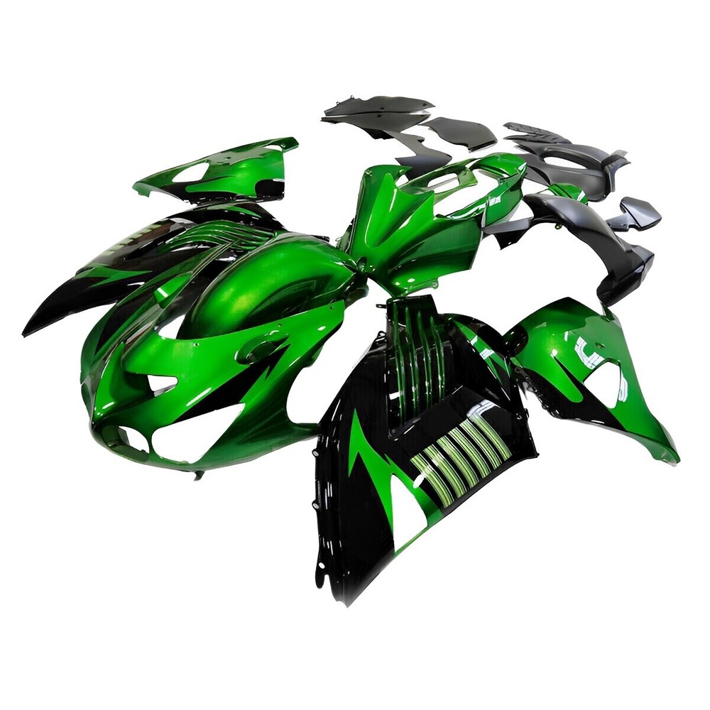 Green Black Bodywork for Kawasaki Ninja ZX14R 2006-2011 08 Injection Fairing Kit