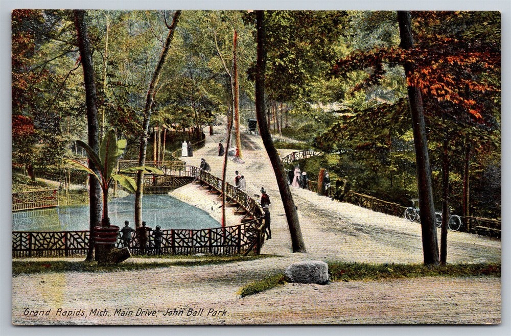 Main Drive Entrance John Ball Park Grand Rapids MI C1910's Postcard N25
