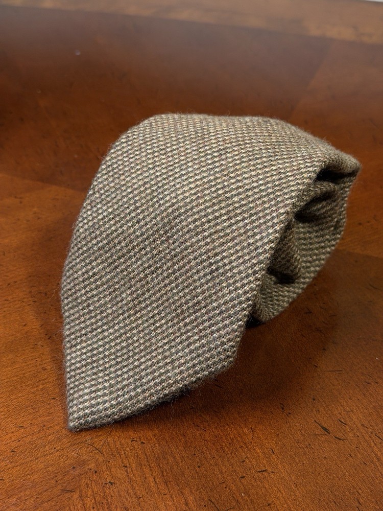 Polo Ralph Lauren 100% Wool Neck Tie Brown Houndstooth  Made In USA