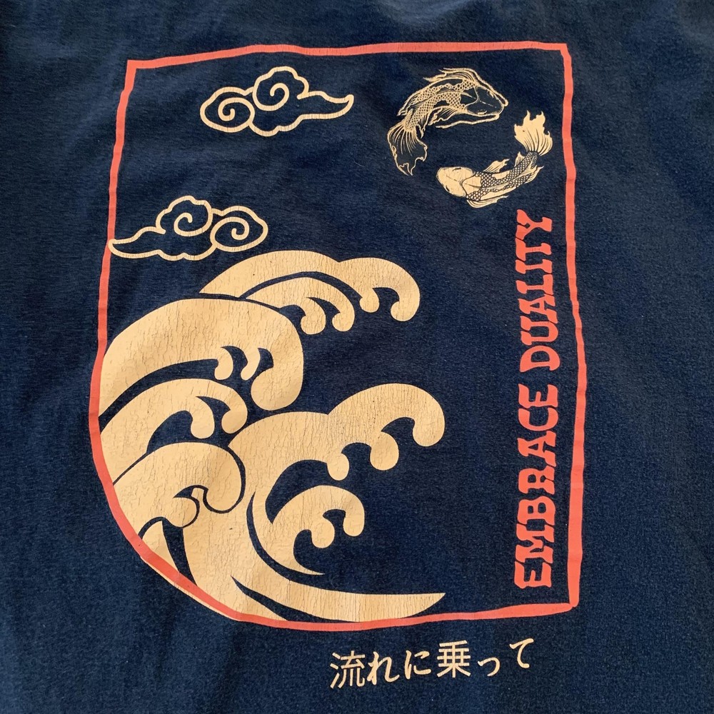 Empyre Shirt Mens XL Black Embrace Duality Koi Fish Japanese Graphic Tee