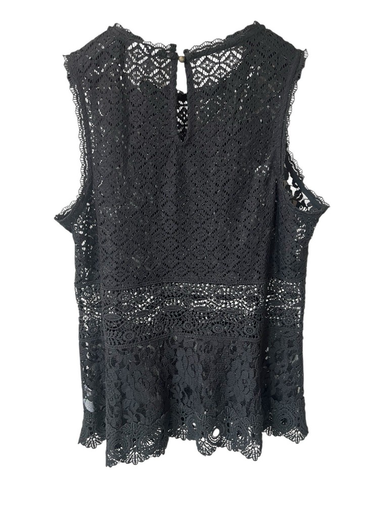 Knox Rose Top Womens Large  Black Crochet Lace Flowy Sleeveless Gothic Lace
