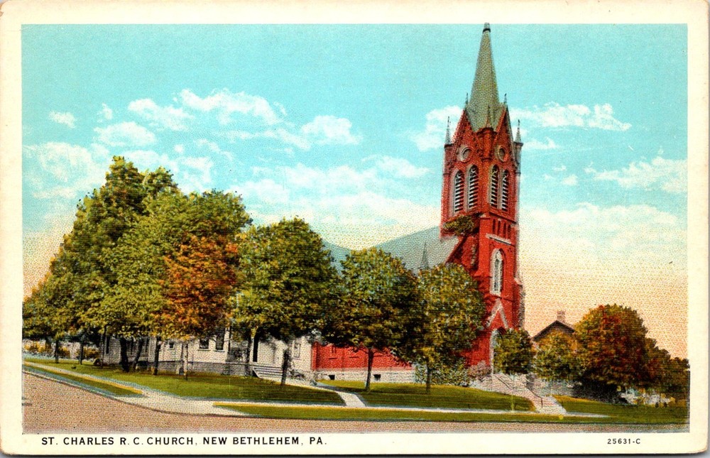 Dr Jim Stamps St. Charles R.C. Church New Bethlehem PA Vintage Postcard
