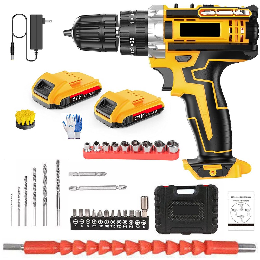 Home DIY Gardening Electric Tools 21V Cordless Drill Driver Combi Fast Charger