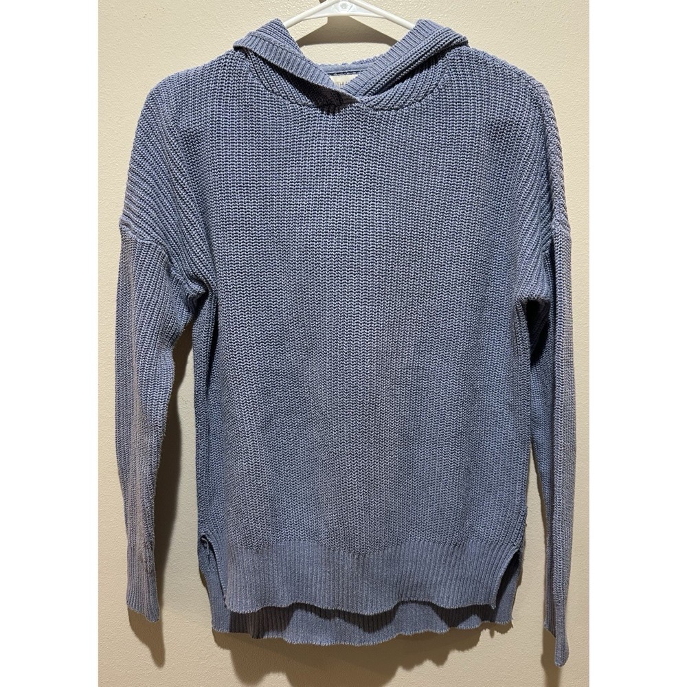Cynthia Rowley Women’s Waffle Knit Blue Hooded Sweatshirt Size Small