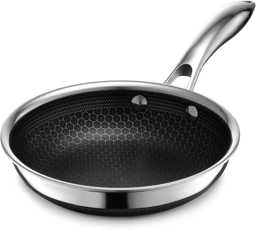 HexClad Hybrid Nonstick 7-Inch Frying Pan, Stay-Cool Handle, 7-inch, Silver