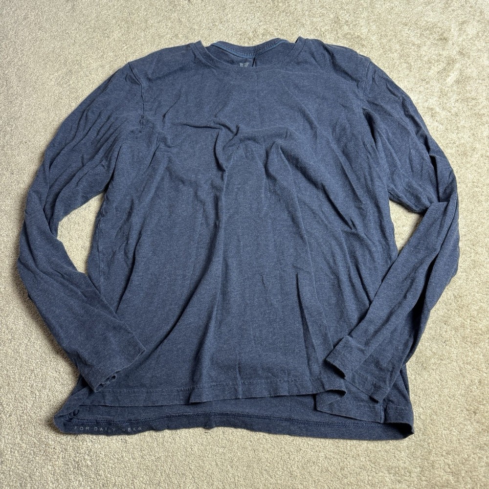 Mack Weldon Mens Crew Neck Long Sleeve Shirt 100% Pima Cotton XL Gray Blue