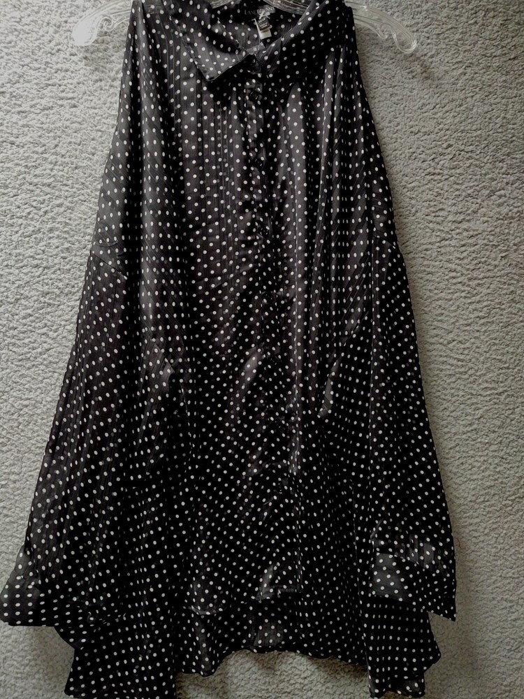 Lane Bryant womens cold shoulder sheer blouse top in white polka size 26/28 NWT