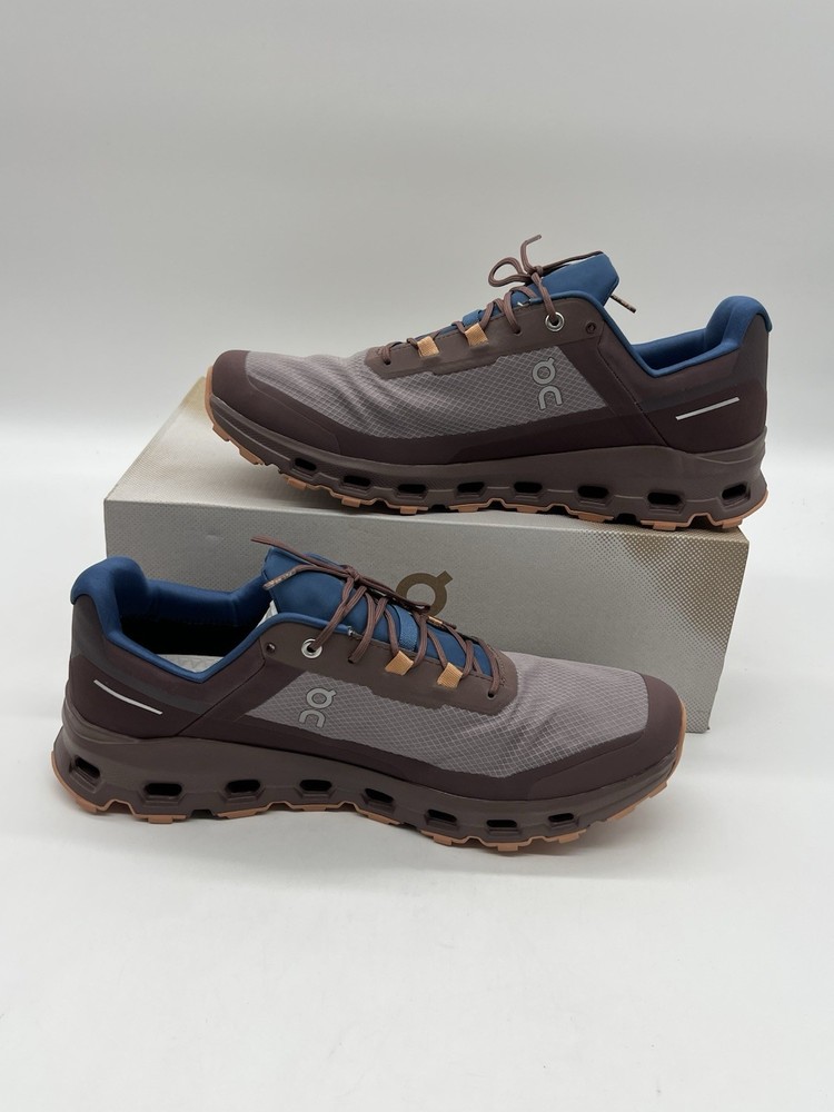 On Cloudvista Men Sz 12 Brown Zinc/Grape Waterproof Trail Running Sneakers Shoes