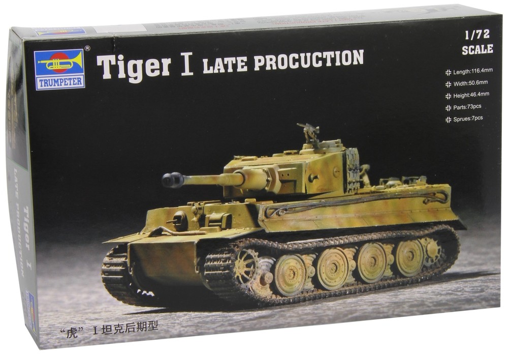 Trumpeter 1/72 German Tiger I Late Production WWII Tank Model Kit 07244