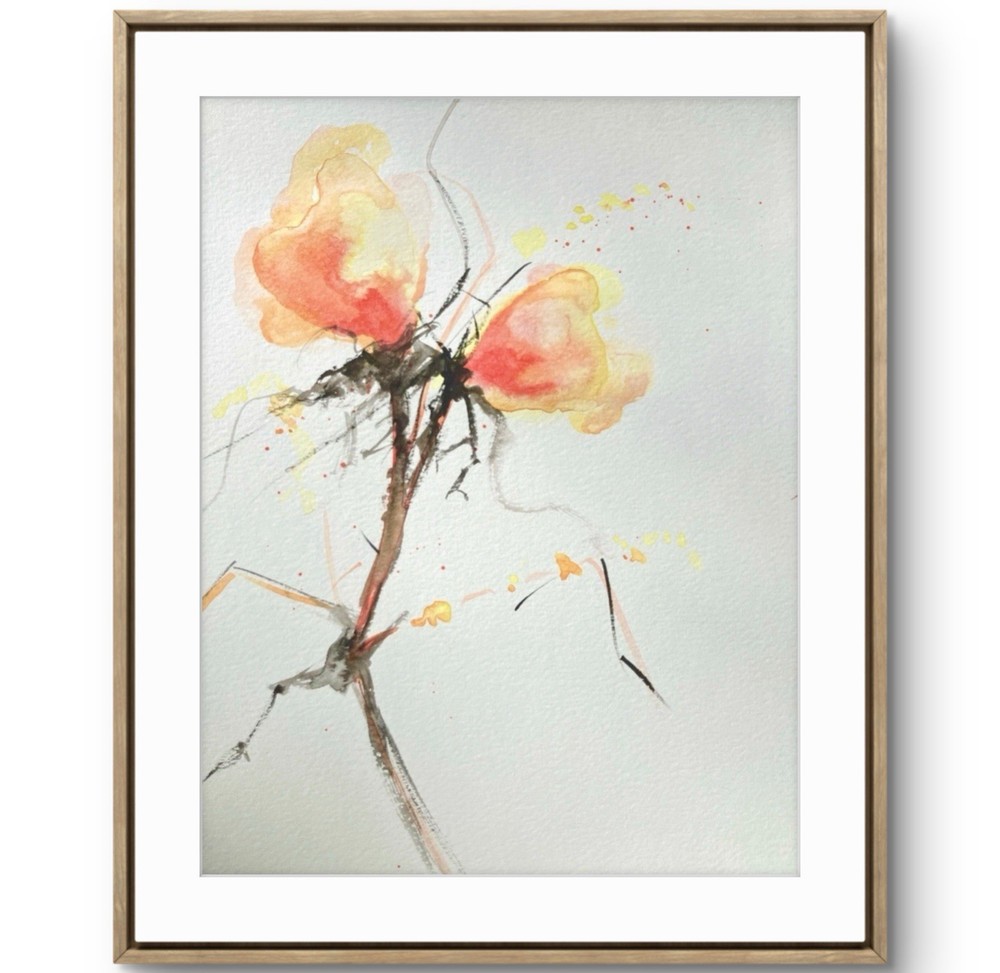 Original Art Painting Flowers Watercolor Paper 9x12 Signed Tita Paintz