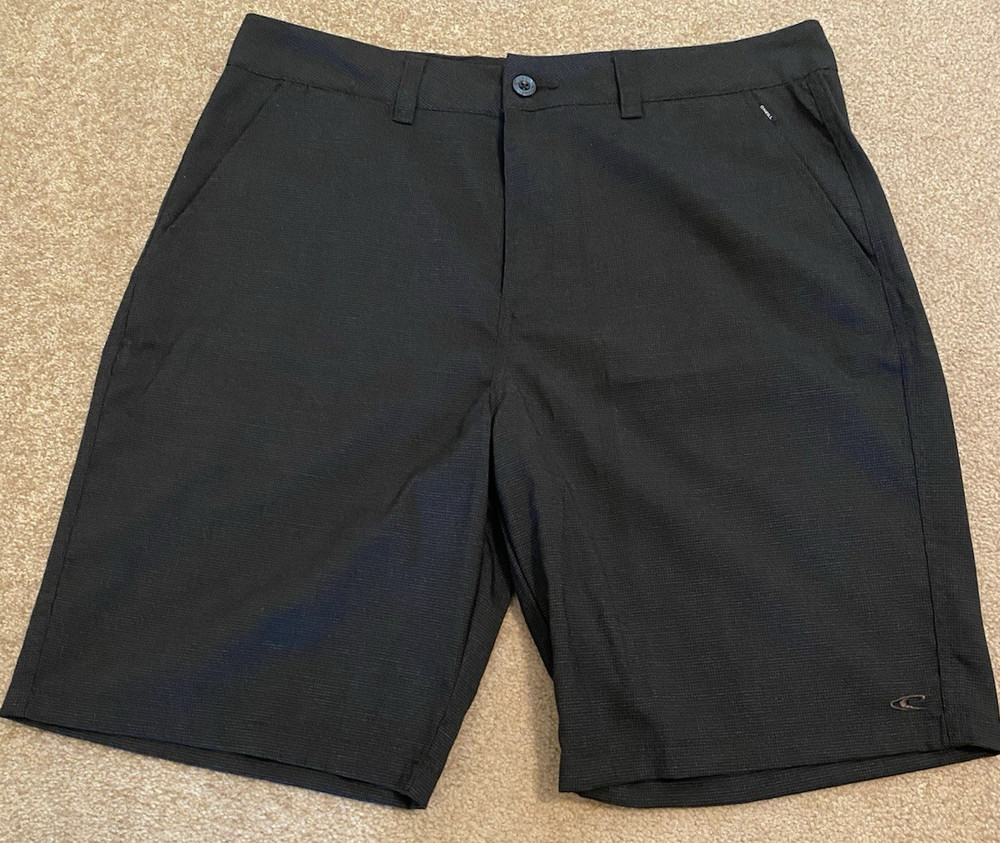 O’Neill Men’s Shorts Black & Gray Patterned Size 36 Chino Walk Inseam 10 inches
