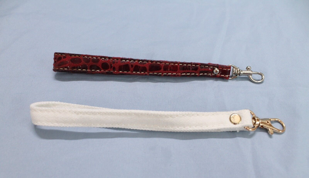 LOT 2 White & Red CANVAS/FAUX LEATHER MOC CROC Handbag WRISTLET STRAPS