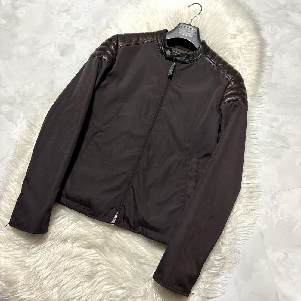 Gucci Leather Zip-up Blouson Jacket Dark Brown Men's 46 Used
