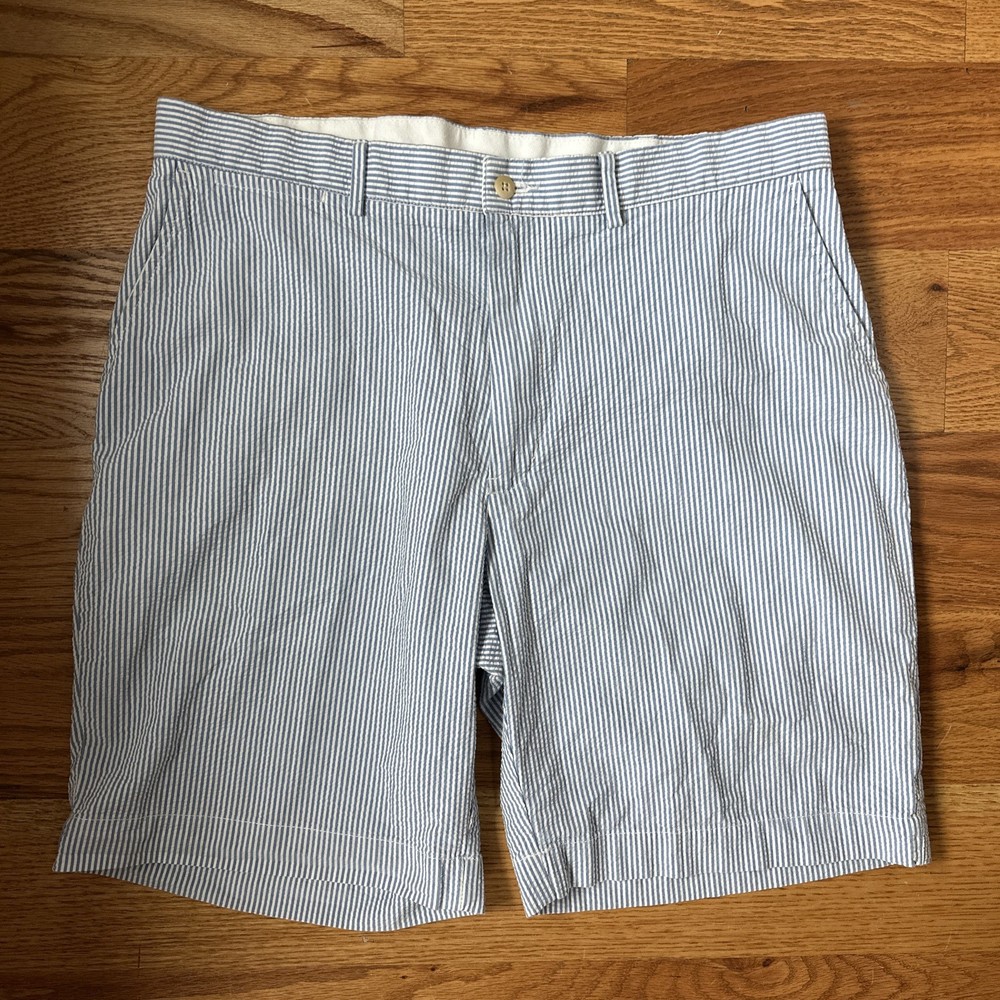 Polo Ralph Lauren Men's Blue Seersucker Chino Shorts, Size 36, 9-inch