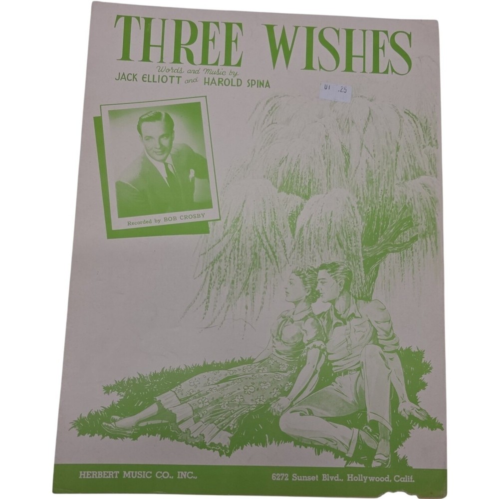 Three Wishes Recorded by Bob Crosby Vintage Sheet Music 1949